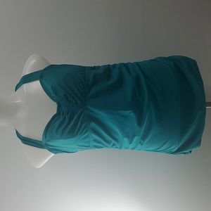 Athleta Swim Top 36 B/C Tall Turquoise Ruched Sides Style 426635